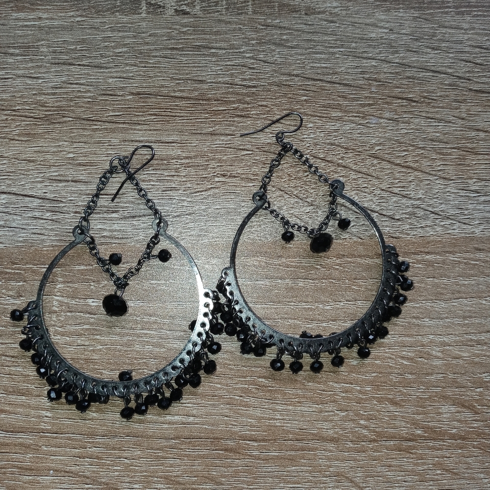 Black and gun metal earrings